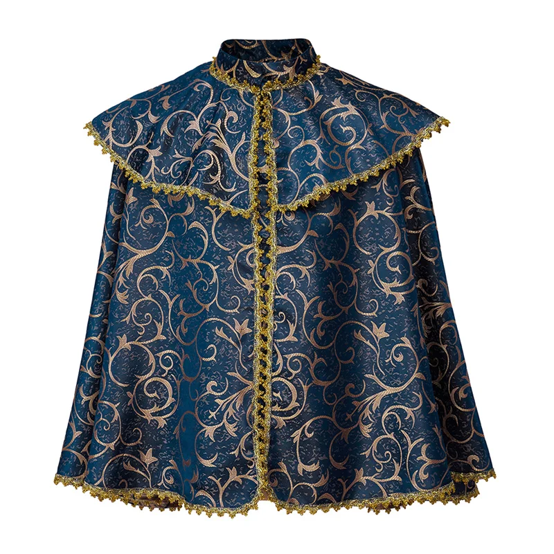 Medieval  Nobles Vintage Printed Short Cape Cosplay Costume Halloween Tudor Dynasty Royal Cloak