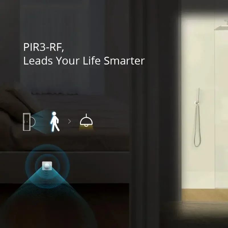 SONOFF PIR3-RF Sensor de movimiento inteligente de 433Mhz funciona con puente SONORF a través de la aplicación EWeLink notificación de alarma escena inteligente para hogar inteligente