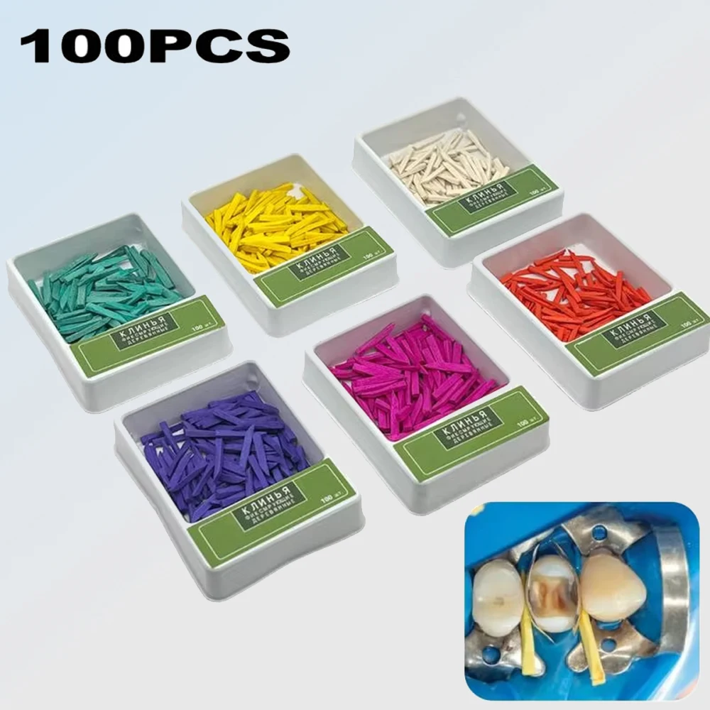 

100pcs/Box Dental Wooden Wedges Interdental Contoured Disposable Fixing Wedges for Teeth Separation Dental Clinic Tools