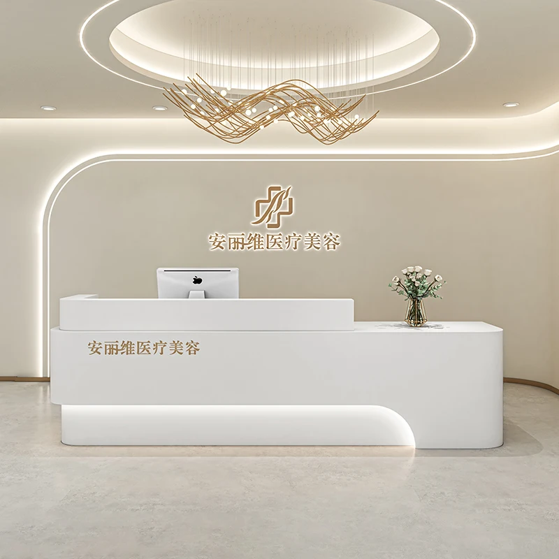 الخروج مكتب الاستقبال مكتب الاستقبال صالون تجميل U شكل مكاتب الاستقبال الكلاسيكية الحديثة عيادة Mostrador أثاث الاستقبال