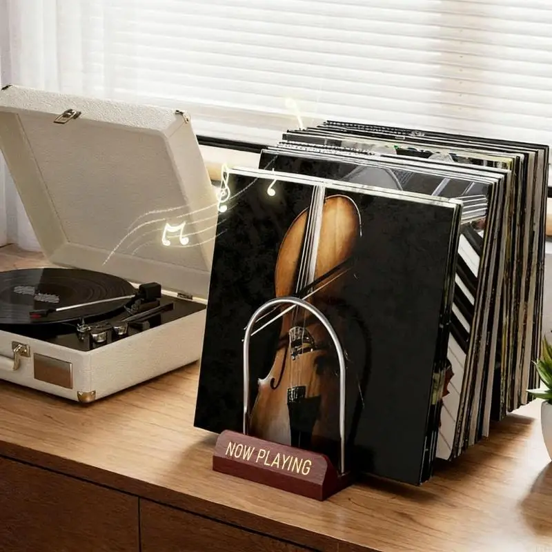 

Sophisticated Album Holder With metal Finishes Stores 50 Records Vertically To Avoid Warping K1KF