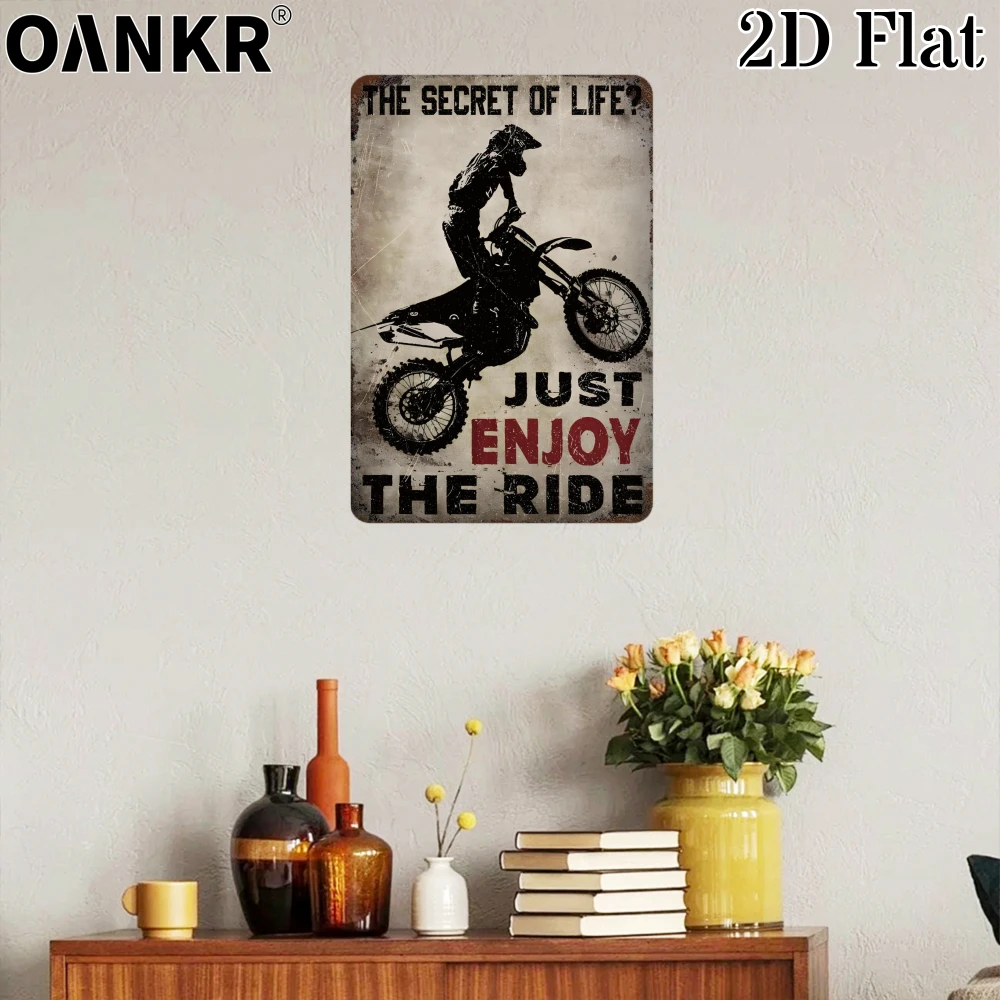 Vintage Garage Metal Tin Sign, Ideal Gift 12x8 Inch, The Secret Of Life Just Enjoy The Ride Poster Metal Signs for Man Cave Home