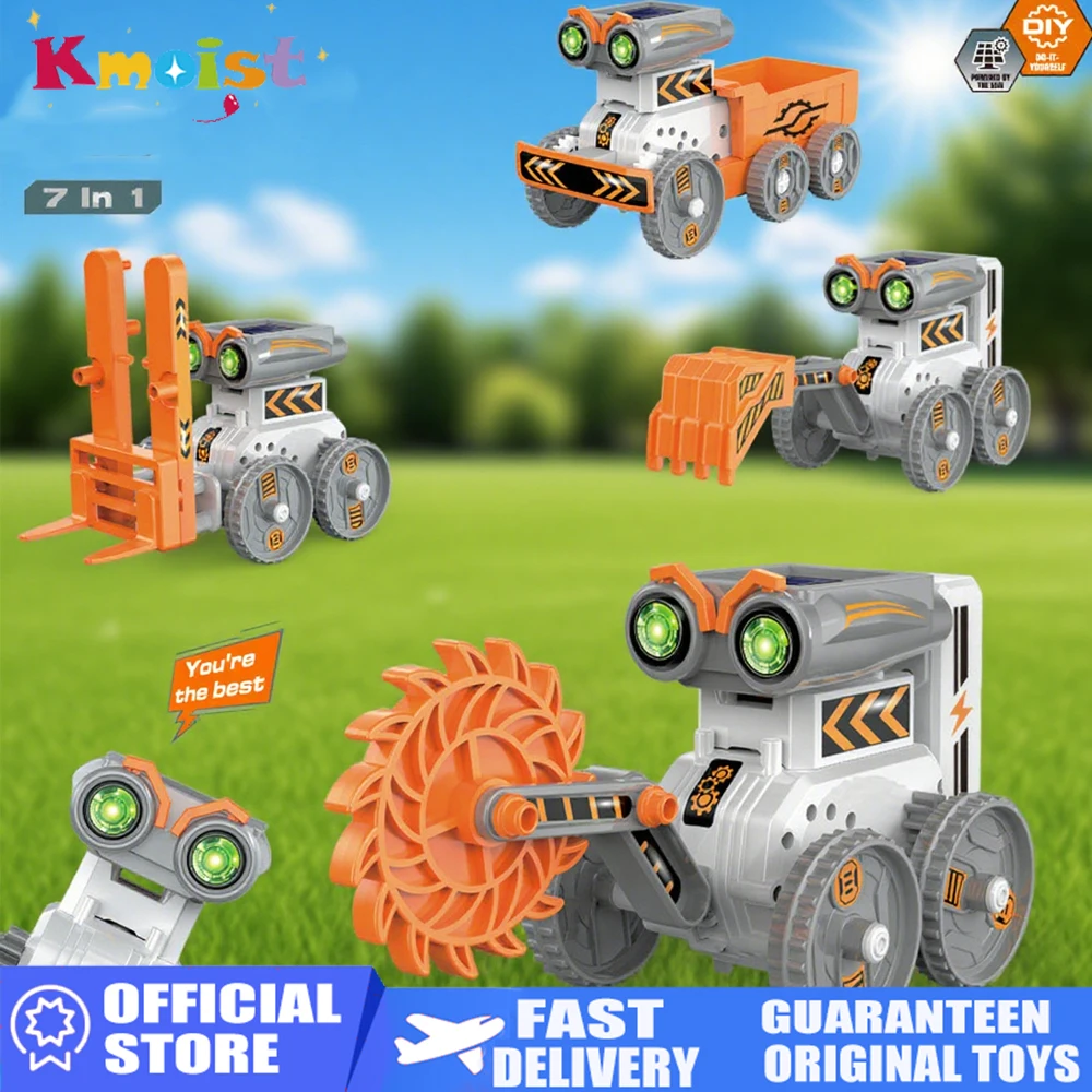 7-in-1 Dual Drive Mode Solar Robot DIY Assembly Toy Intelligent Engineering Electric Robot Toy for Children Education Toys Gifts