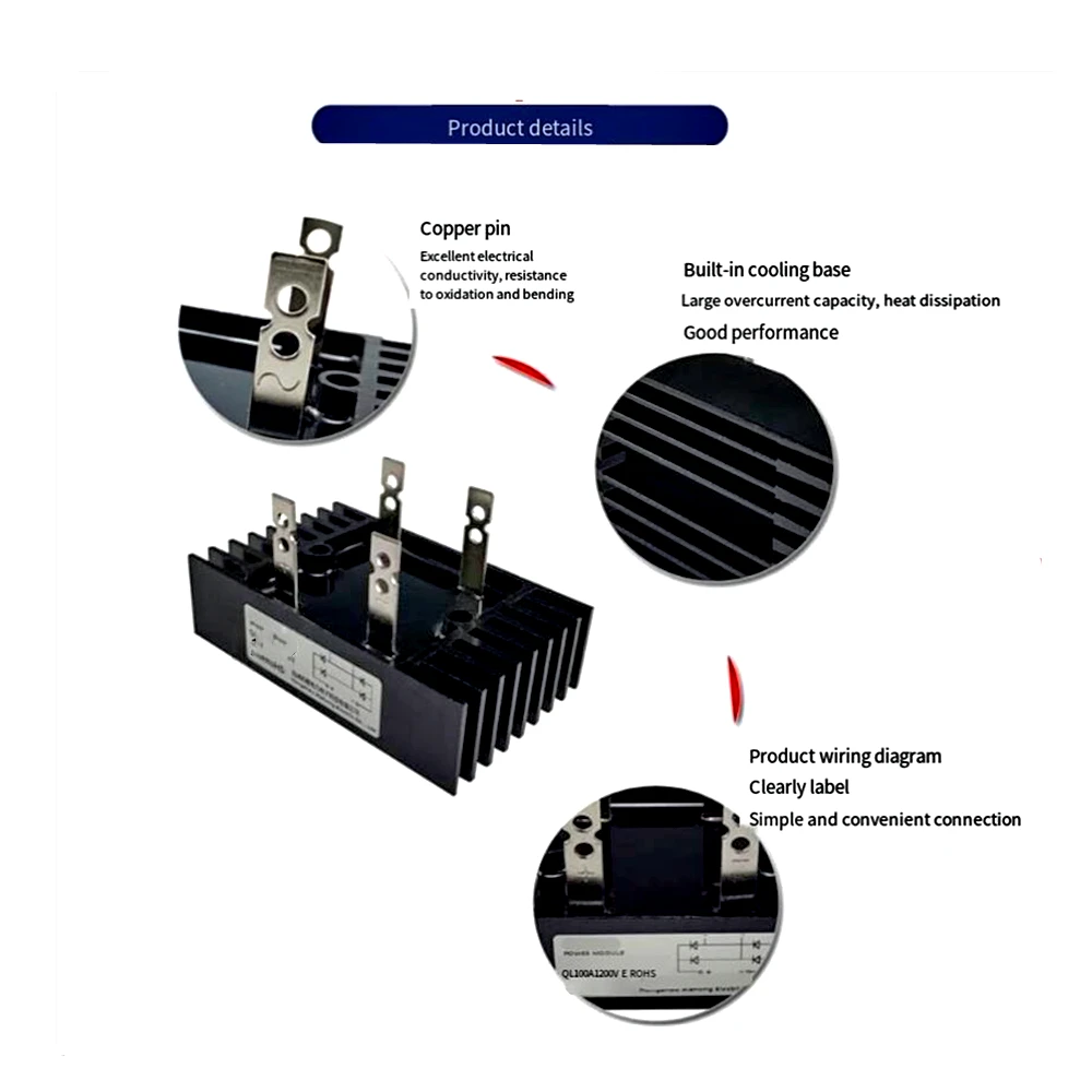 Redresseur de pont à diodes bifasées, tension 100A Amp 1000V 1200V 1600V, haute puissance