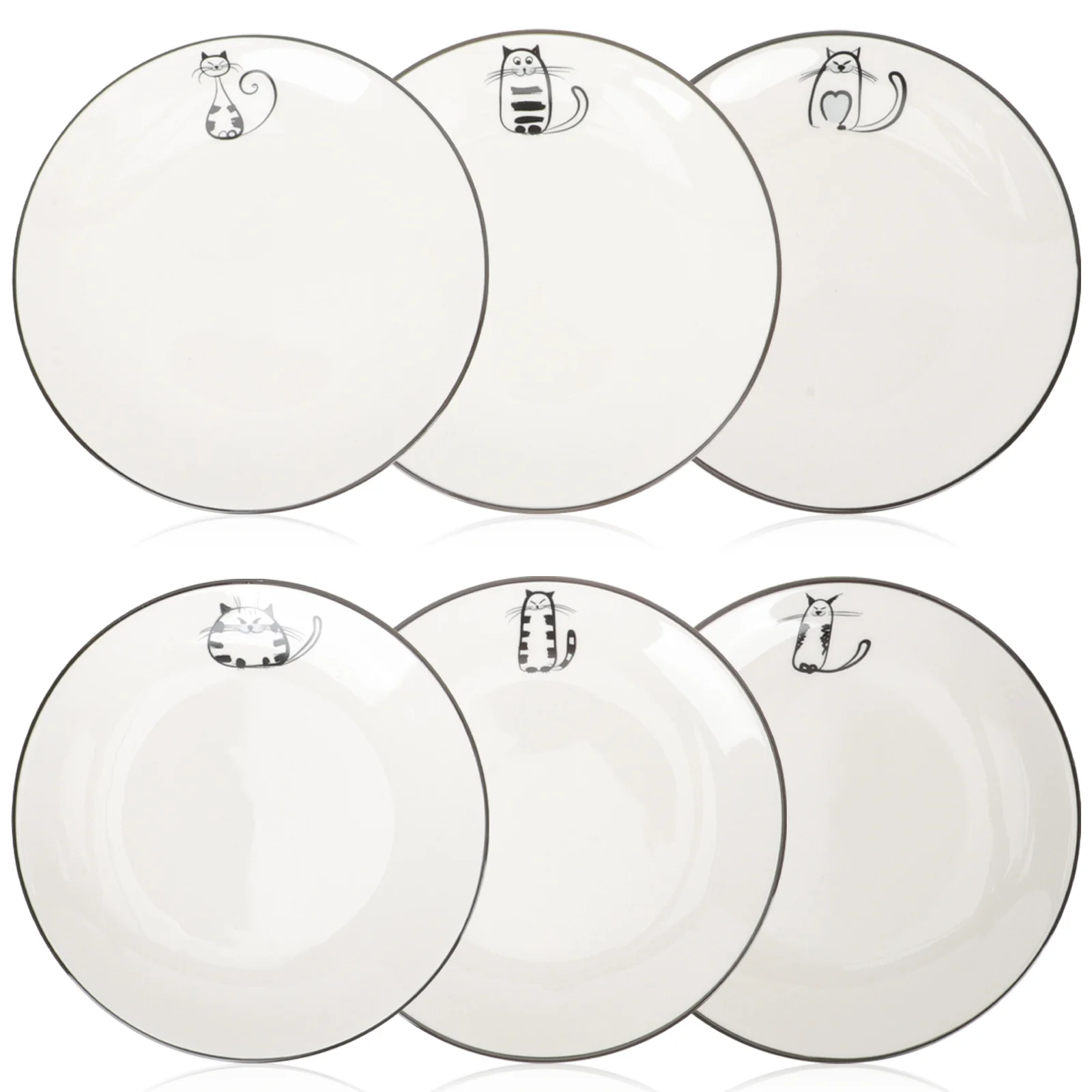 

6Pcs Ceramic Dinner Plates Exquisite Craftsmanship Smooth Surface Easy Clean Home Kitchen Party Use Dinner Plates