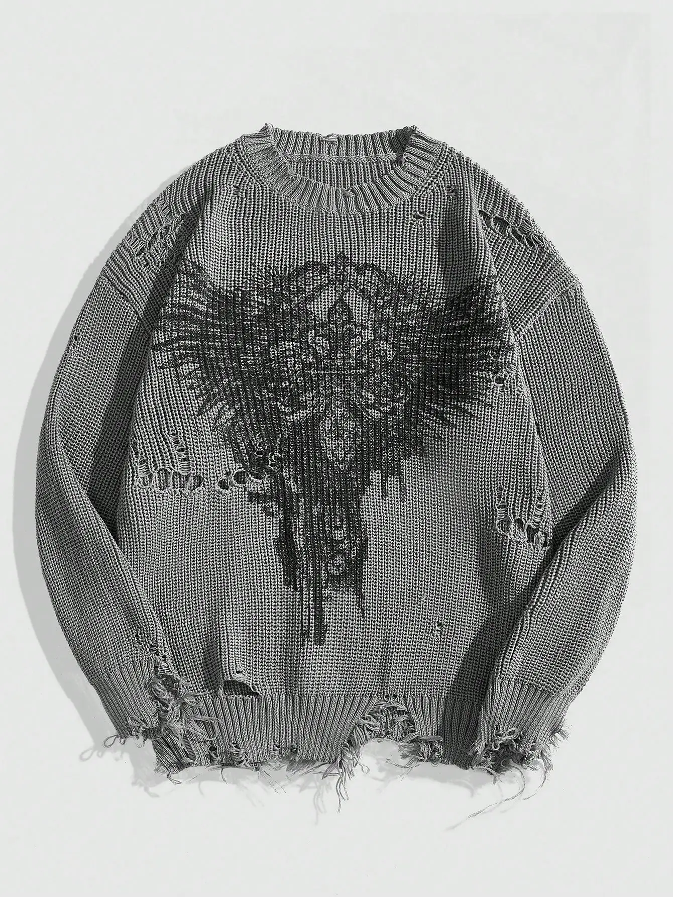 

Мужской свитер с графическим принтом и мотивом крыльев, свободного кроя, для повседневной носки осенью и зимой