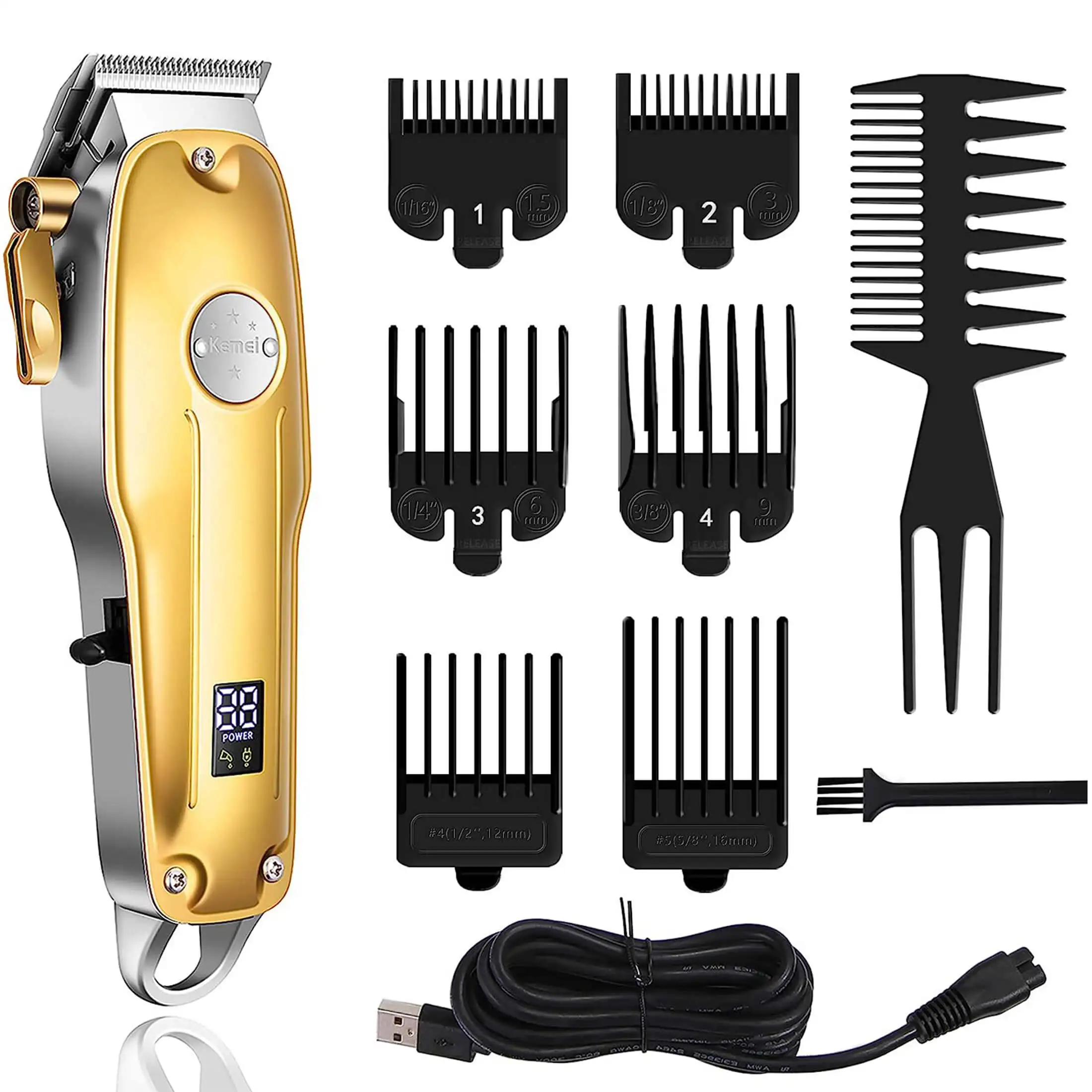 Kemei hair clipper professional hair trimmer men's hair cutter USB rechargeab hair cutting LCD display 1986PRO