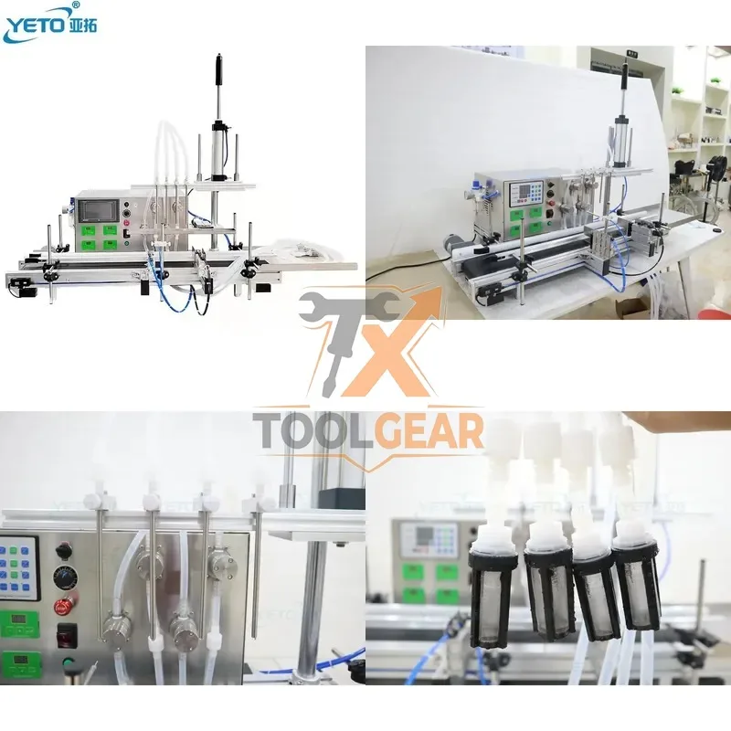 2026hotsale* YETO Small Tabletop Automatic 4 Nozzles Magnetic Pump Vegetable Oil Filling Machine Flow Water Filler