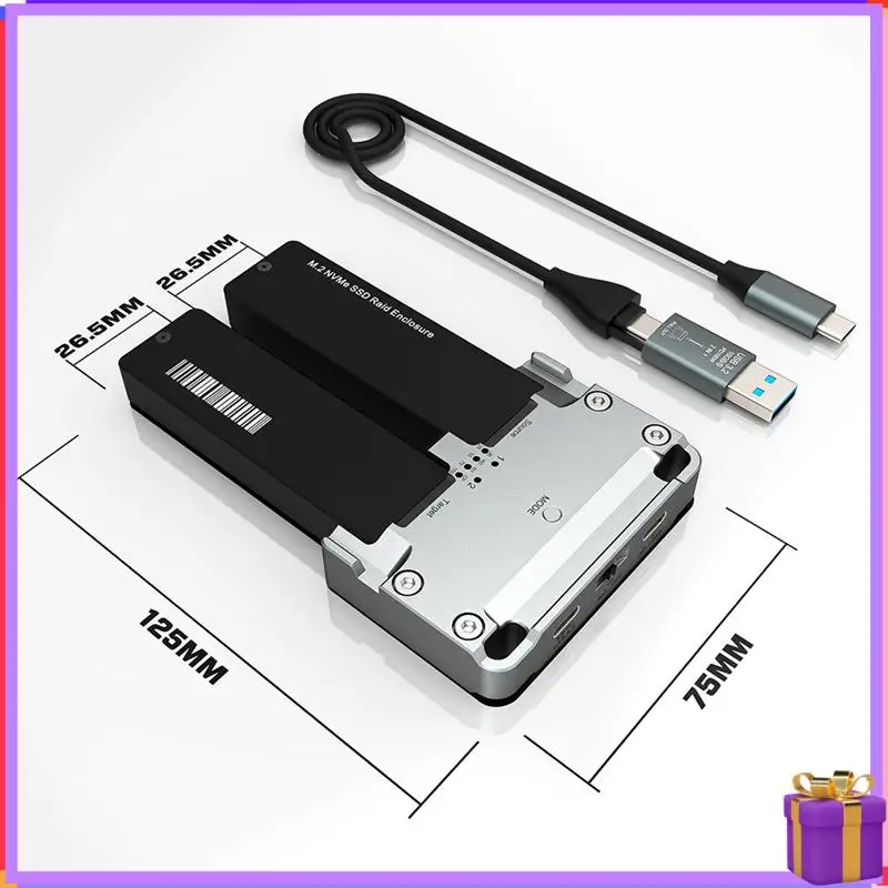ขั้นสูง M.2 NVME SSD Enclosure Dual Drive Bay สําหรับ M2 Nvme 2230 2242 2260 2280 Type-C USB 3.2 Gen2 20Gbps กรณีแข็งภายนอก