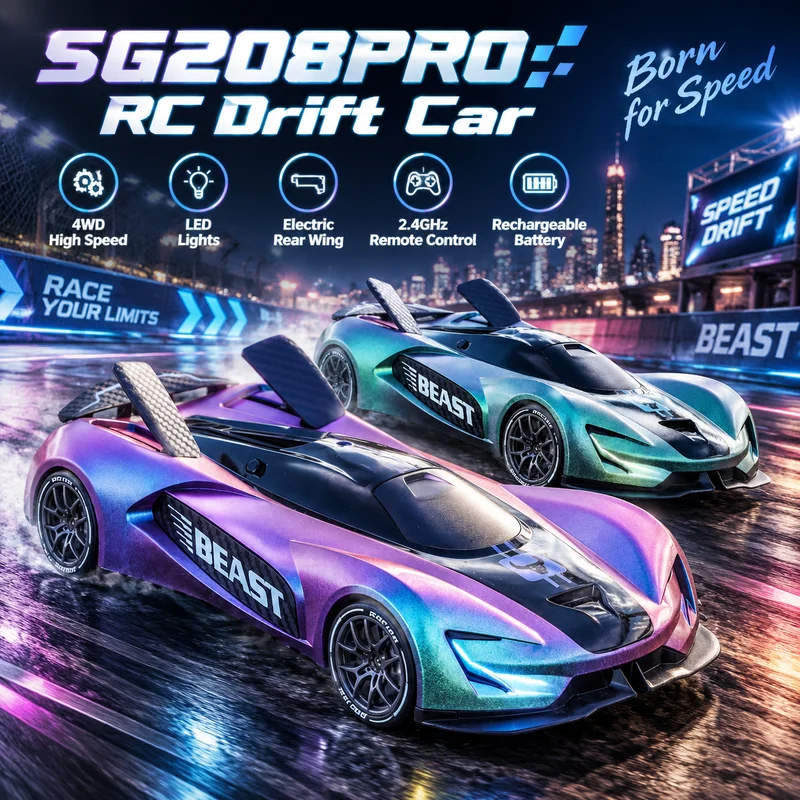New Hot High-Speed Car Sg208pro Simulation Four-Wheel Drive Drift Light Photoelectric Tail Small Remote Control Racing Toy