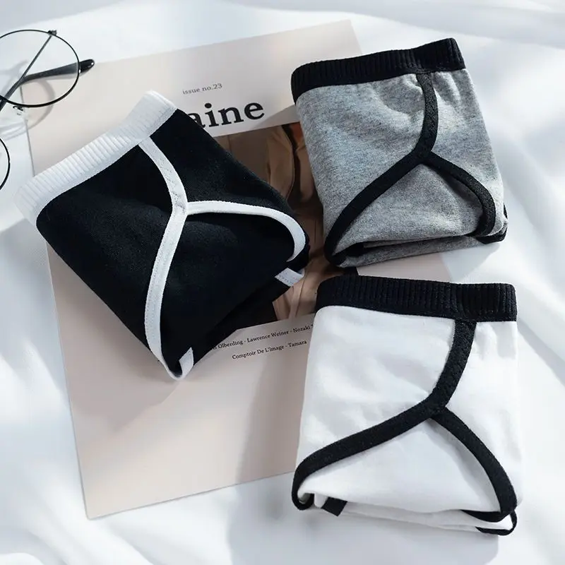 3PCS/Set Cotton Panties Women\'s Briefs Sexy Underpants Black White Female Linger Low Waist Underwear Women Pantys Lingerie S-L