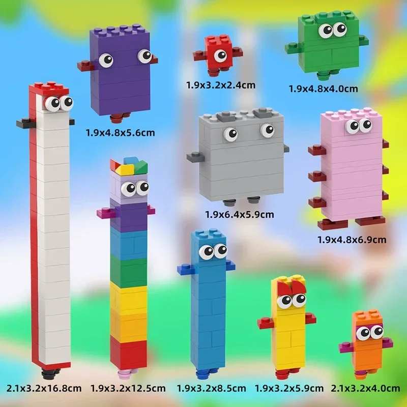 Blocos de construção de educação digital criativa moc quebra-cabeça brinquedos números divertidos dos desenhos animados 1-10 modelo presente de aniversário das crianças menino e menina