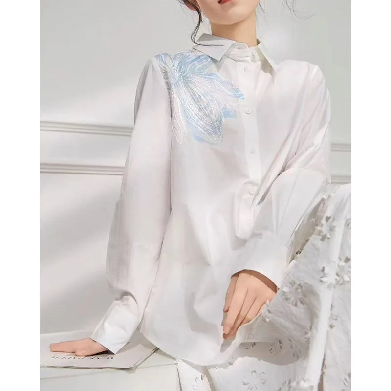 

2025 European Goods MIU, MIU Style Super Beautiful, Gentle And Unique Fashion Shirt Top For Early Spring Women