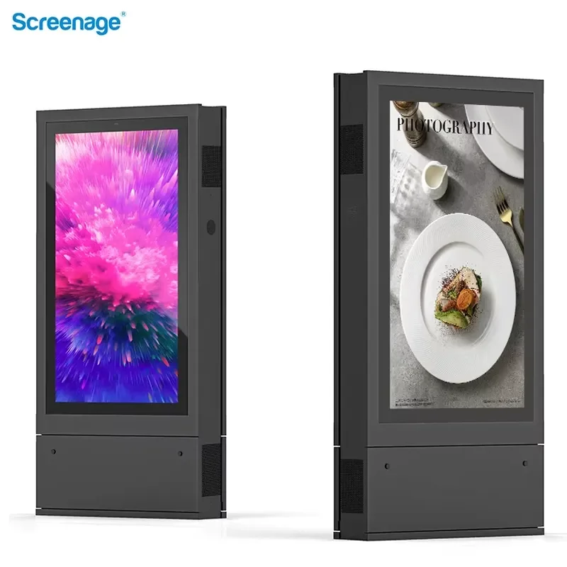 Outdoor Waterproof IP65 3000 Nit Double-Sided LCD Advertising Kiosk Animation Cloud-Based CMS Floor Standing Digital Signage