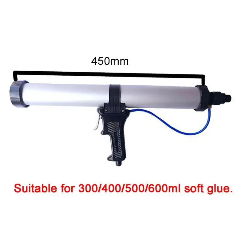 15 Inches Sausage Pneumatic Caulking Gun Silicone Sealant Gun Air Rubber Gun Caulk Applicator Tool Nozzles for 300/400/500/600ml