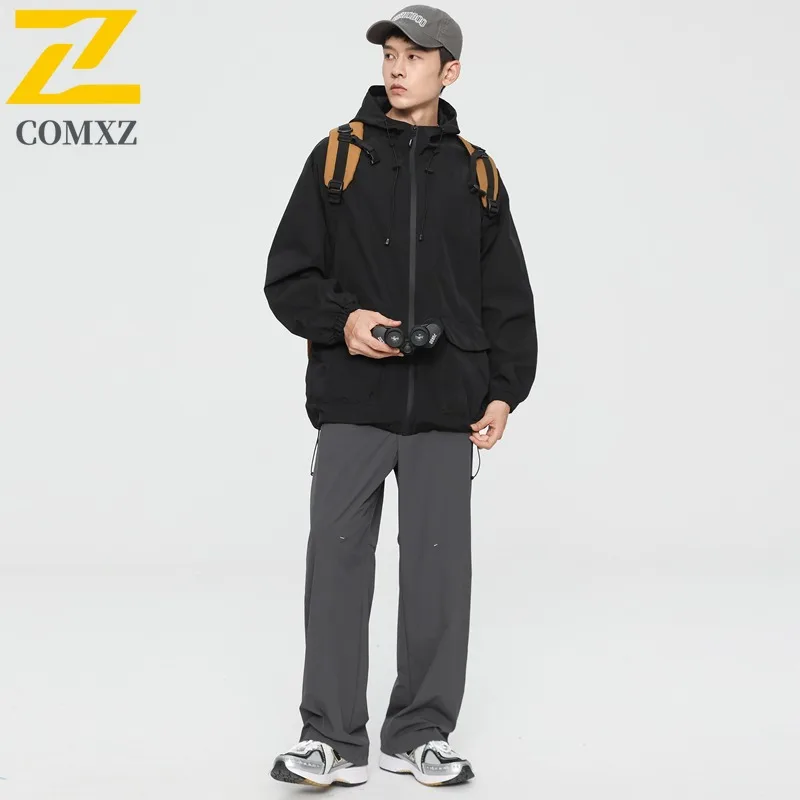 

COMXZ Windbreaker Men's lightweight Jacket Waterproof Windproof Hooded Outdoor Coat for Hiking Camping Fishing Trekking 2025