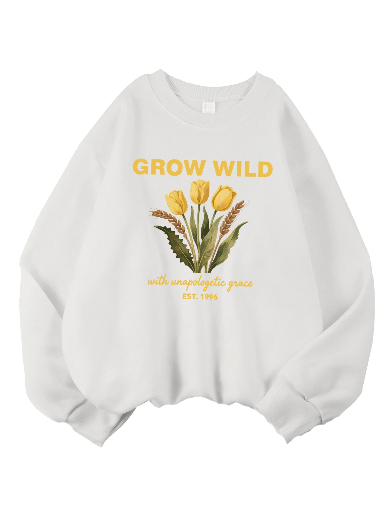 Grow Wild Tulip Print Dames Sweatshirt Crewneck Casual Pullover Mode Herfst Streetwear Warme Fleece Tops Dagelijkse losse kleding