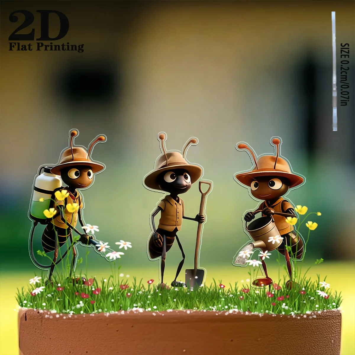 2D Flaches, 3-teiliges Ameisen-Acryl-Gartendekorationsset, wiederverwendbar – geeignet für Außendekorationen wie Terrassen, Rasenflächen und Pflanzgefäße, perfektes Geschenk – Detail 3