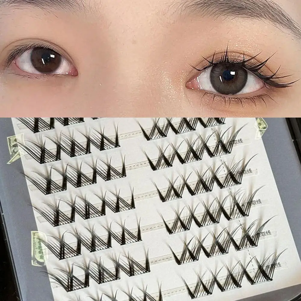 رموش صناعية خالية من الغراء واقعية طبيعية كسول نمط كوميدي مجموعة واحدة مجزأة رموش سميكة للفتيات