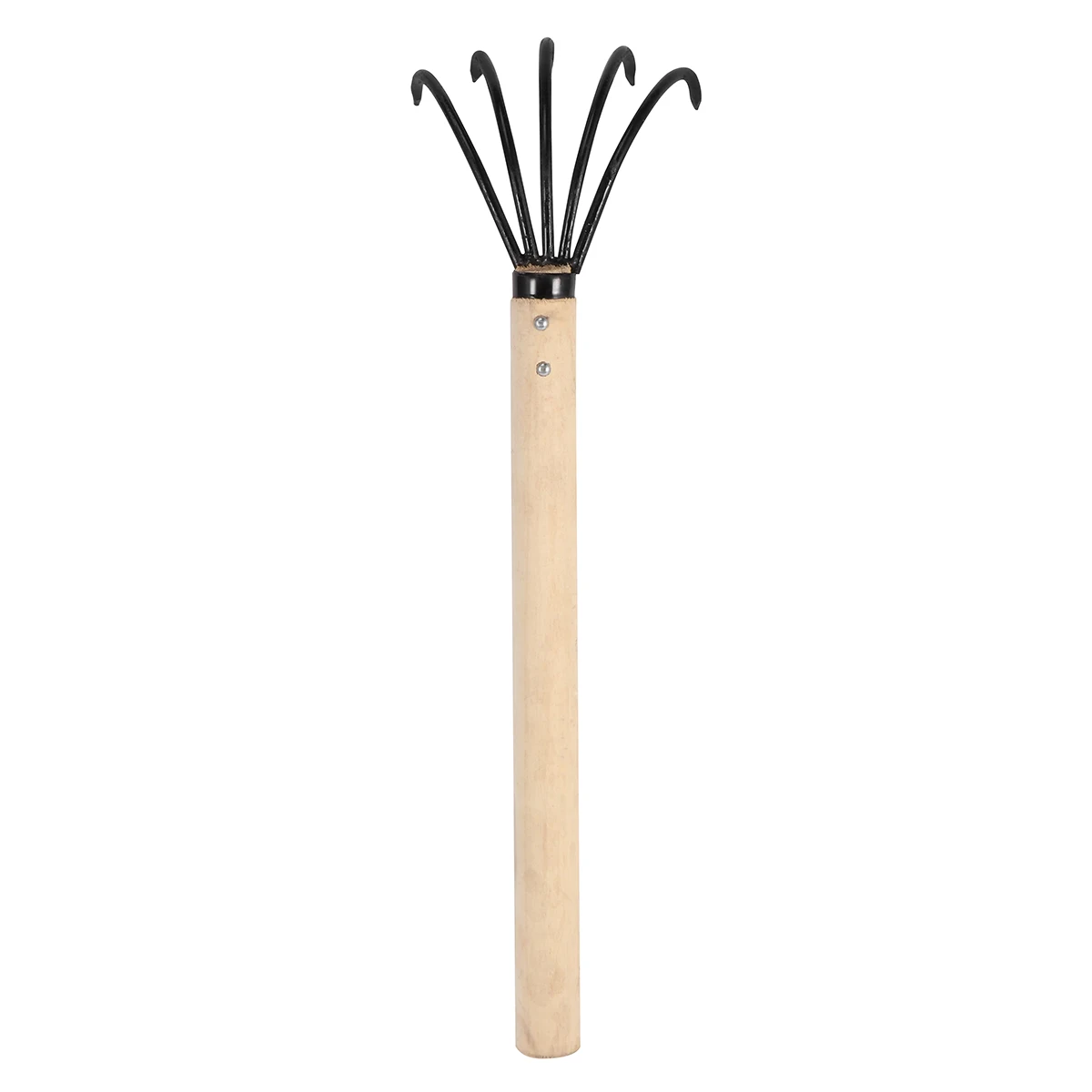 

1pc Garden Rake Farming Tool 5-Teeth Cultivator Cleaning Yard Beach Seafood Gathering Weather Resistant Iron Wood