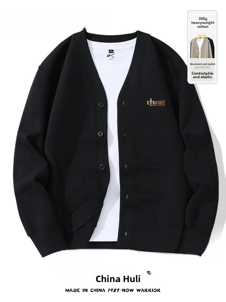 

New Chinese Sle Open Cardigan Jaet Men's Casual Breathable Teenagers Autumn Faion Brand Versatile Loose Fit Cotton Poly...