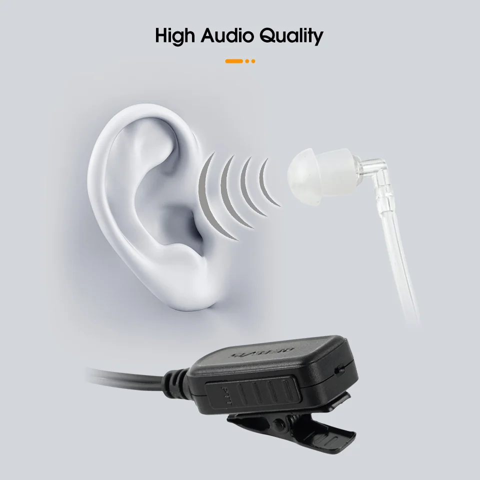 Retevis EAK006 RT3S Walkie Talkie Headset PTT VOX Switch Covert Acoustic Tube 2Pin Radio Earpiece for Baofeng UV 5R