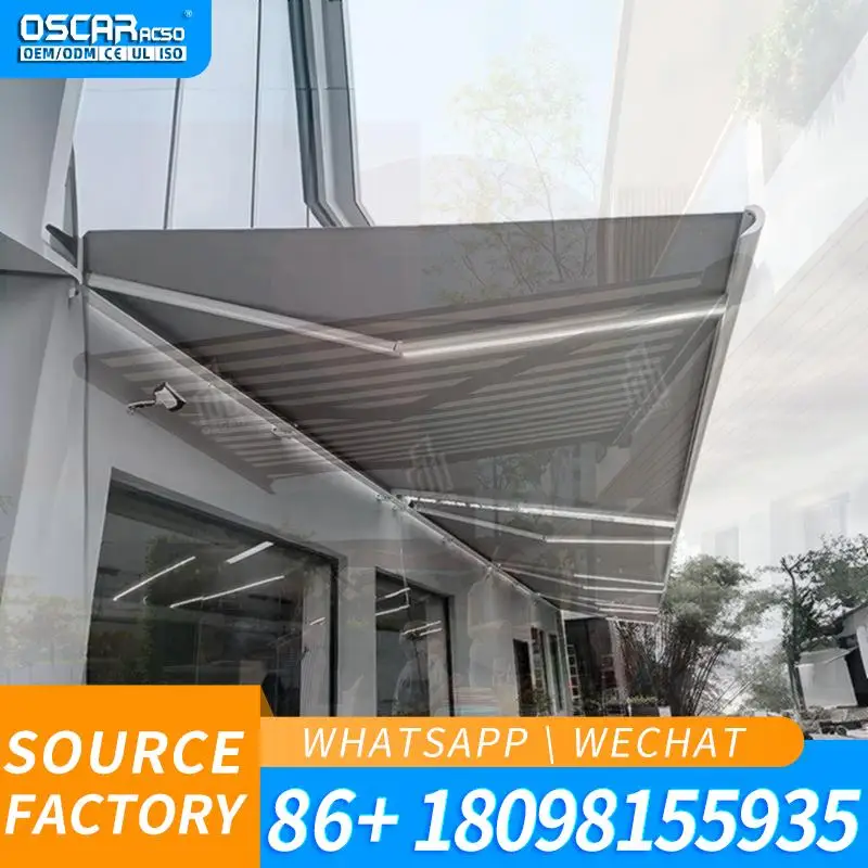 Retractable Foldable Outdoor Aluminum Canopy for Patio Garden Balcony SunShade Automatic Waterproof Retractable Awning