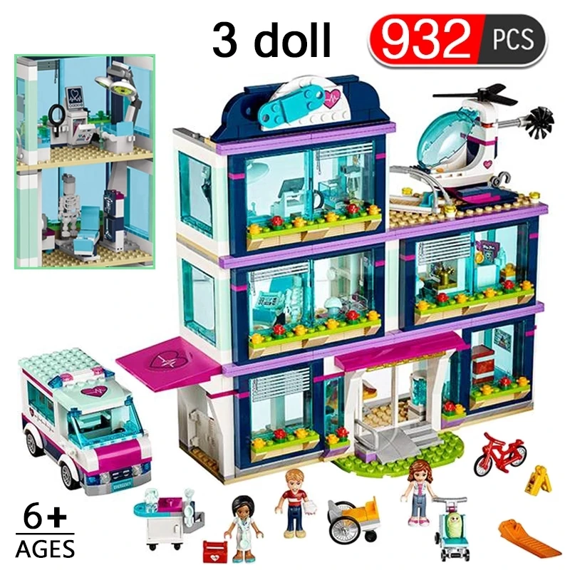 New 932pcs Heartlake City Park Hospital 86021 Compatible Friends Building Block Girl Bricks  01039 Birthday Gifts 41318