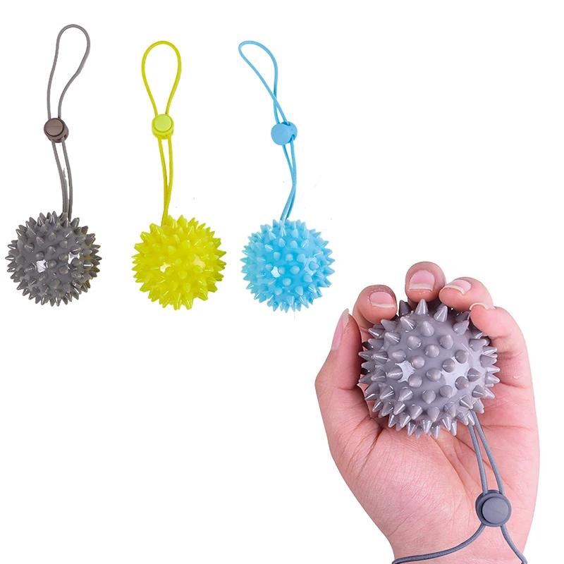 NEW SALE Durable 5.5CM TPR Spiky Massage Grip Ball With Rope String Spike Massager Trigger Point Hand Pain Relief Hedgehog Balls