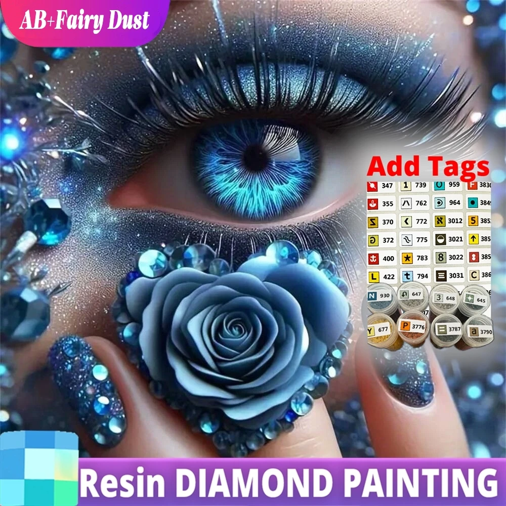

Смола AB Фея Пыль Полный Квадратный Круглый Алмаз Мозаика Глаз Портрет DIY Ручная Живопись Персонаж Вышивка Роза Цветок Стена