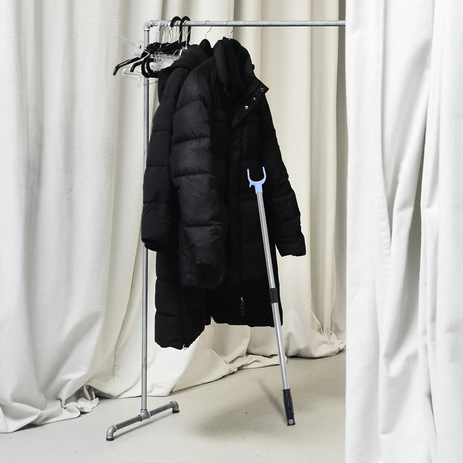 

Adjustable Stainless Steel Telescopic Clothes Hook Pole For Closet Ceiling Drying Hanging Support Rod Bracket Hardware