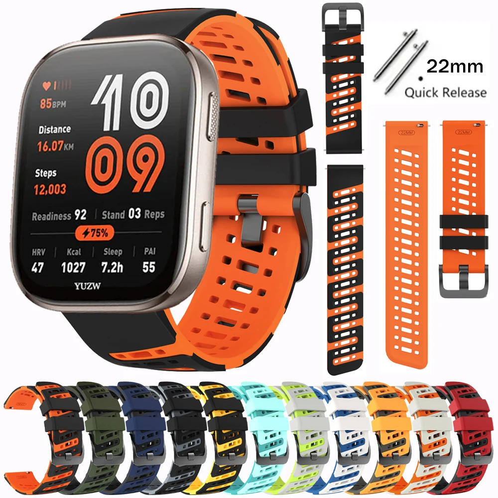 Bracelet en silicone de 22 mm pour Amazfit Active Max 48 mm, Bip 6, 5, UNITY, Amazfit BALANCE 2, GTR 4, 2E, 3Pro