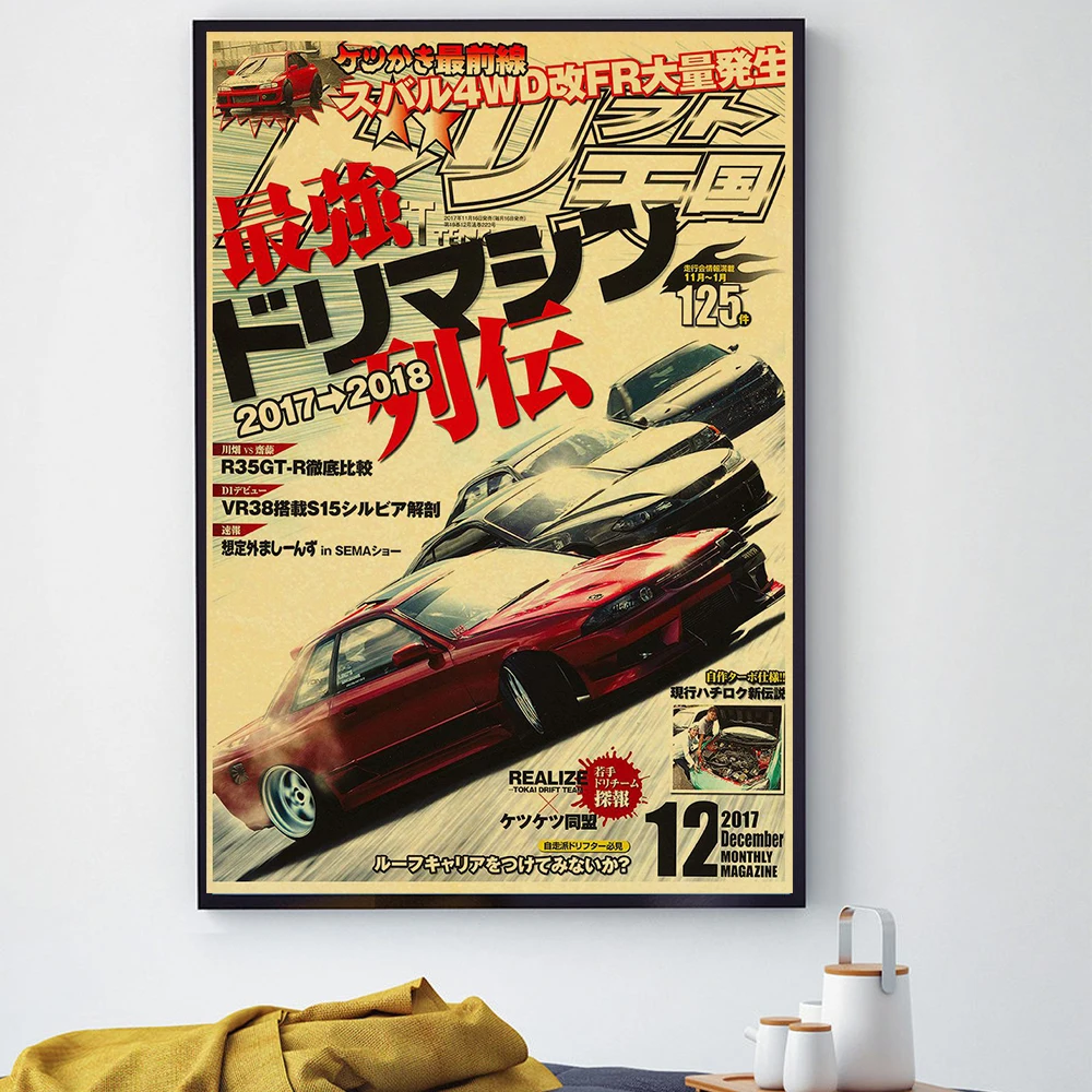 JDM Car Japan Retrofit Racing Retro 90s Poster Wall Chart Prints  Posters Home Living Bed Room Decor Frameless Wall Painting view 6