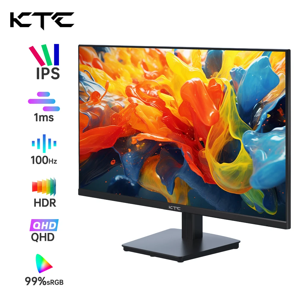 KTC H27T27 27inch QHD 100Hz Gaming Monitor 2560x1440 IPS Fast Panel Screen 16:9 ELED 1ms GTG Response Time 99% sRGB HDR10