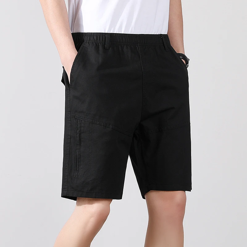 Heren Zomer Zak Effen Kleur Zakken Elastische Hoge Taille Losse Kleding Cargo Rechte Joggingbroek Broek Preppy Stijl Shorts