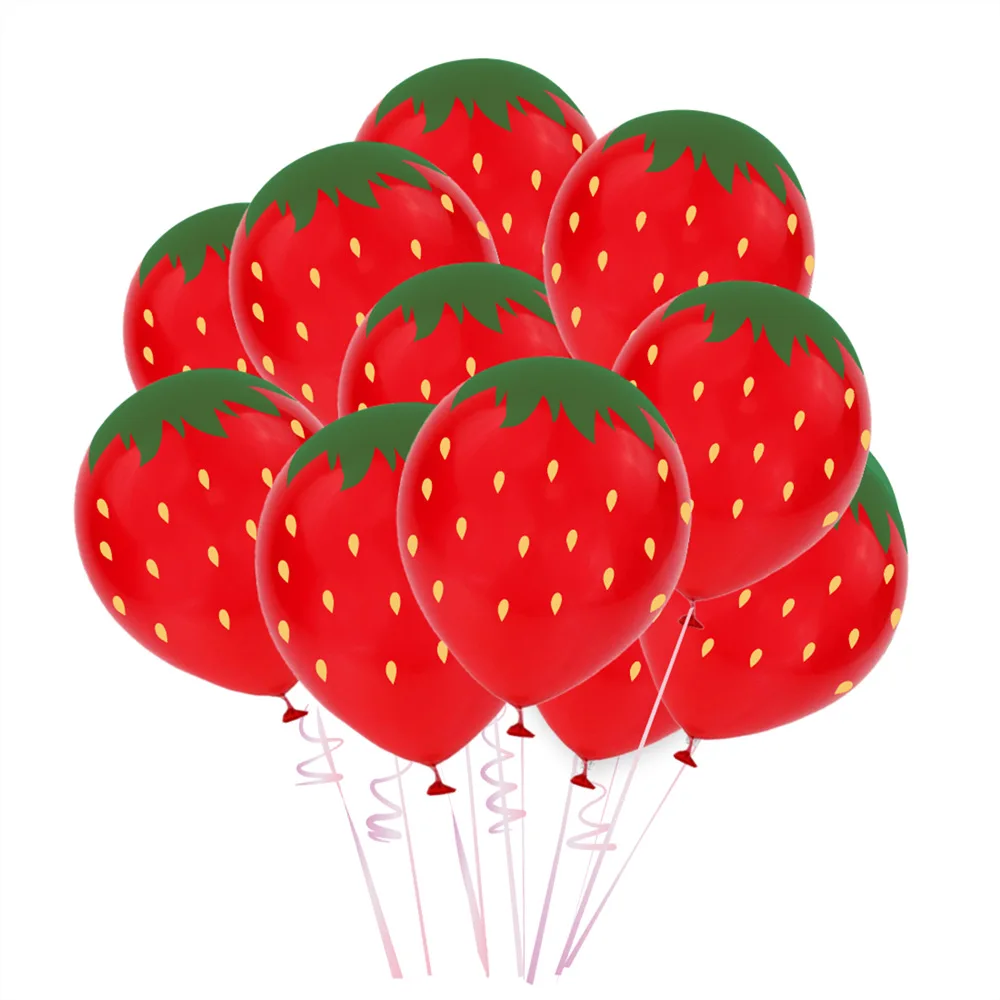 Sommerliche Erdbeer-Latexballons Süße Erdbeer-Rot-Rosa-Weiße Happy-Birthday-Deko für Mädchen Babyparty-Zubehör – Detail 5