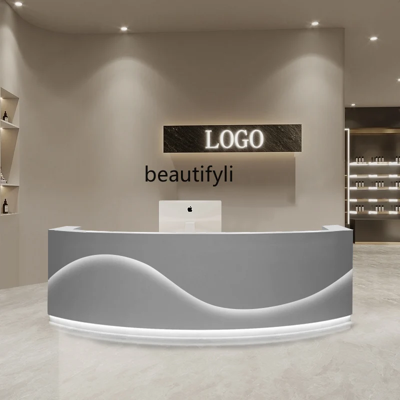 Modern Minimalist Company Front Desk Curved Beauty Salon Bar Clothing Store Paint Cashier