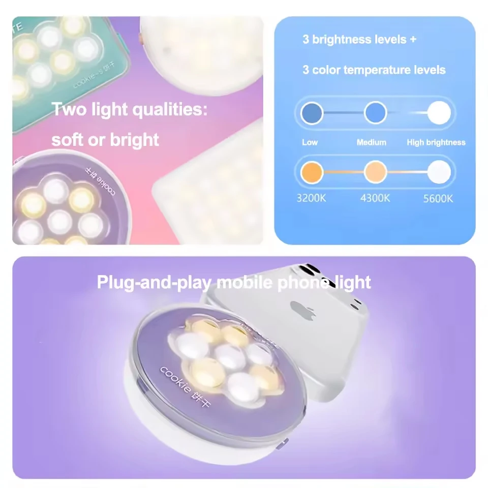 Nanlite Cookie 3200K إلى 5600K ثنائي اللون ثنائي الجانب جيب ملء الضوء للتصوير الفوتوغرافي لصور السيلفي Vloggier Shooting CRI 95 TLCI 98