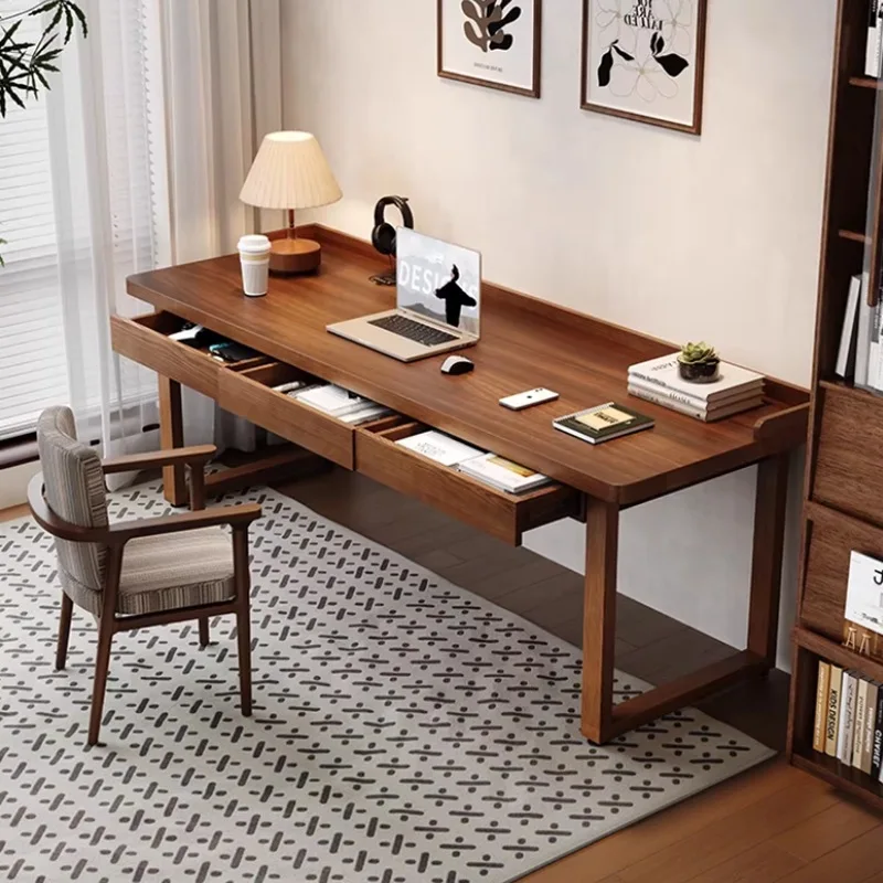 New Chinese solid wood desk with drawers Home retro computer desk Bedroom window study table Office workbench