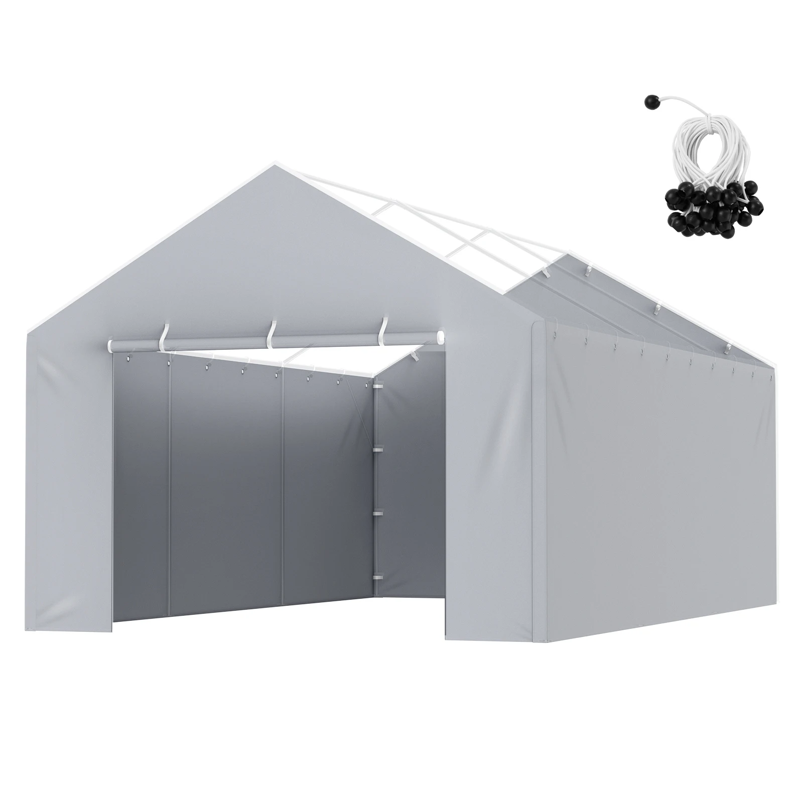 VEVOR Carport Replacement Canopy Cover Side Wall Garage Tent Shelter Tarp with Ball Bungees Top and Frame Not Included