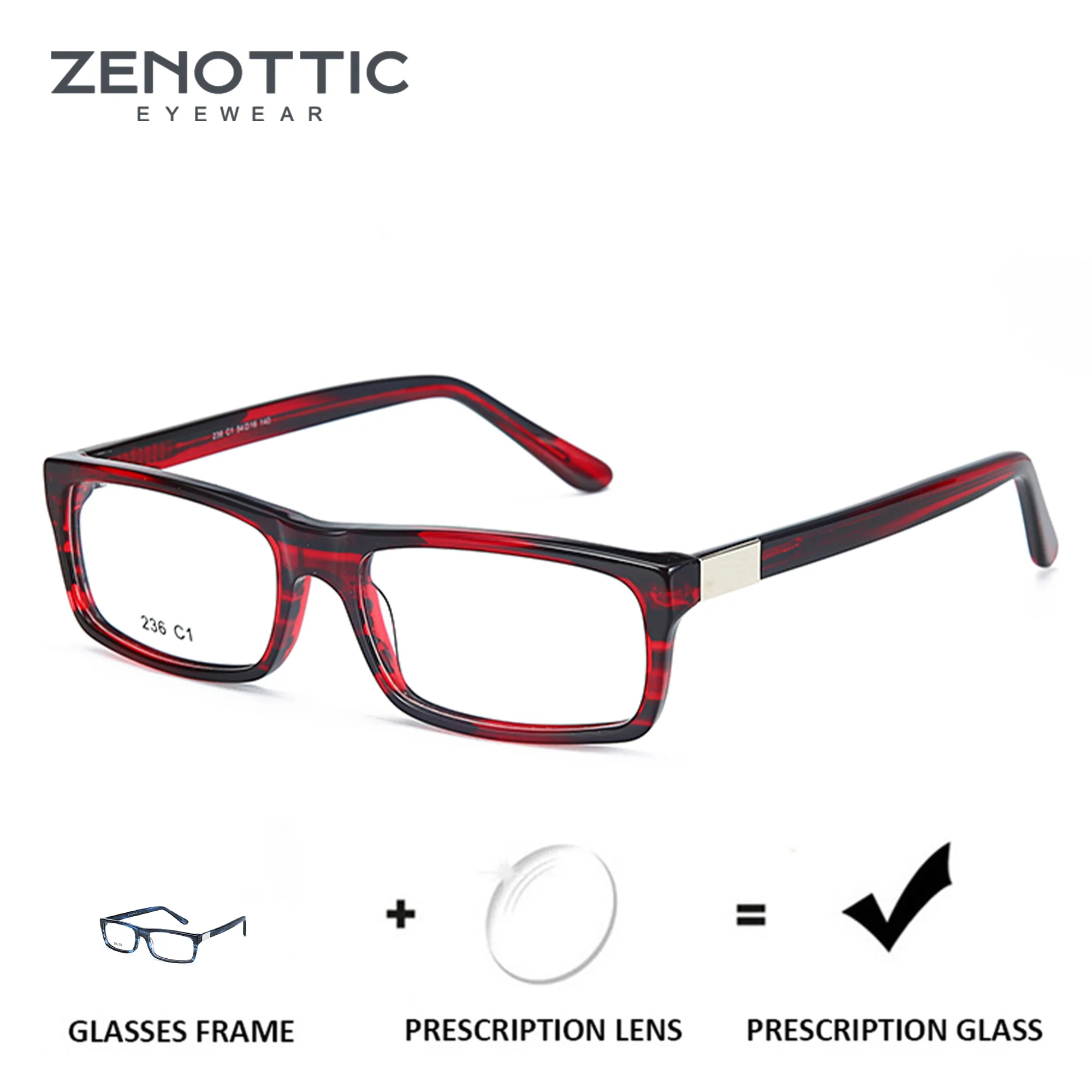 

﻿ ZENOTTIC (размер XXS), прямоугольные прогрессивные очки по рецепту, ацетатные очки ручной работы для близорукости, оптические очки для женщин