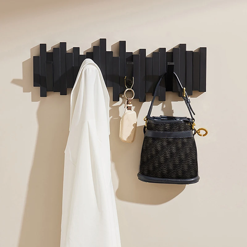 

Wall Mounted Coat Rack Piano Key Shaped Hooks With 5 Hooks Hats Organizer Art Entry Door Porch Hanging Hook Home Decor