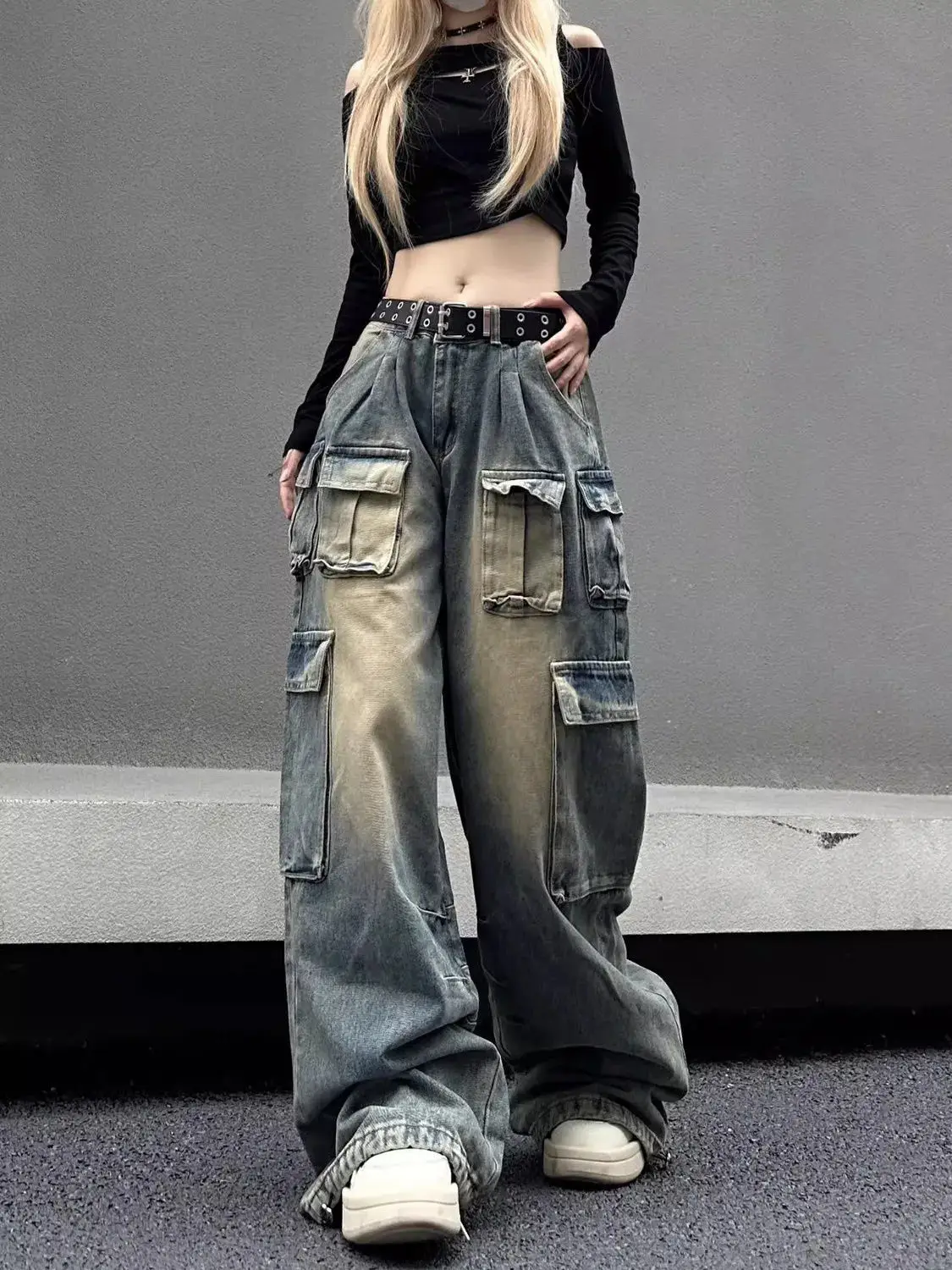 

Loose Wide Leg Workwear Jeans Women's Spring Summer New Sle Slimming Hip Hop Design Multi ket Trendy Brand Vibe Pants