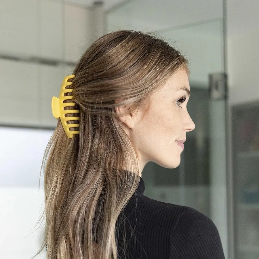 مشابك مخلب كبيرة للشعر السميك مثالية للنساء مع شعر سميك أو ثقيل غير قابل للانزلاق بلمسة نهائية غير لامعة من مشابك شعر باستيل 4 عبوات أنيقة #4
