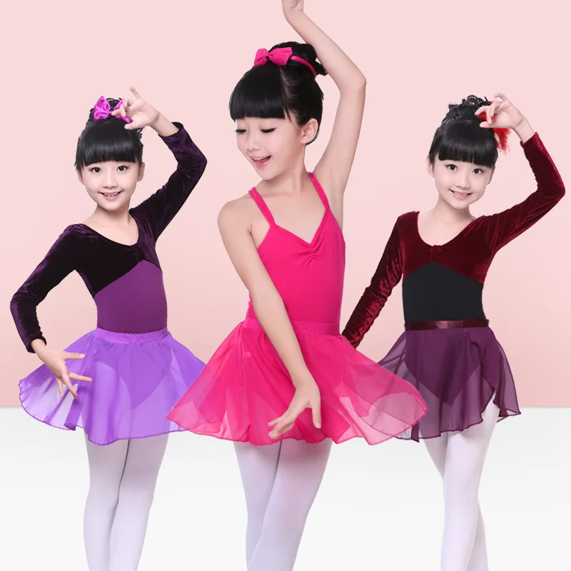 Children's dance half length skirt girls practice clothing summer ballet dance dress chiffon skirt Performance Costumes