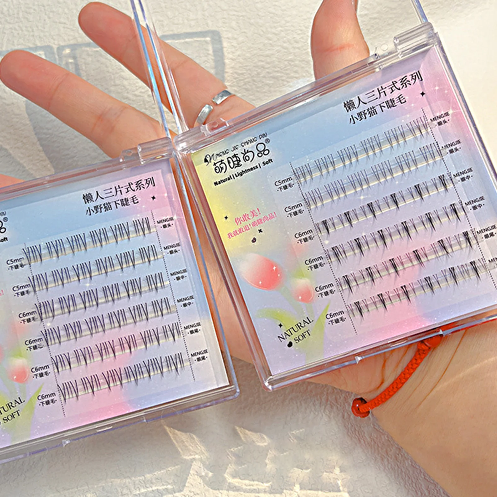 Feuerähnliche Unterwimpern, breiter Stiel, natürlicher einzelner Cluster, segmentierte Puppenwimpern für Frauen, DIY-Augen-Make-up