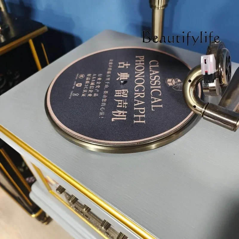 M American Light Luxury Phonograph, Bluetooth/USB/record Available, Rubber Wood, Hand Engraved