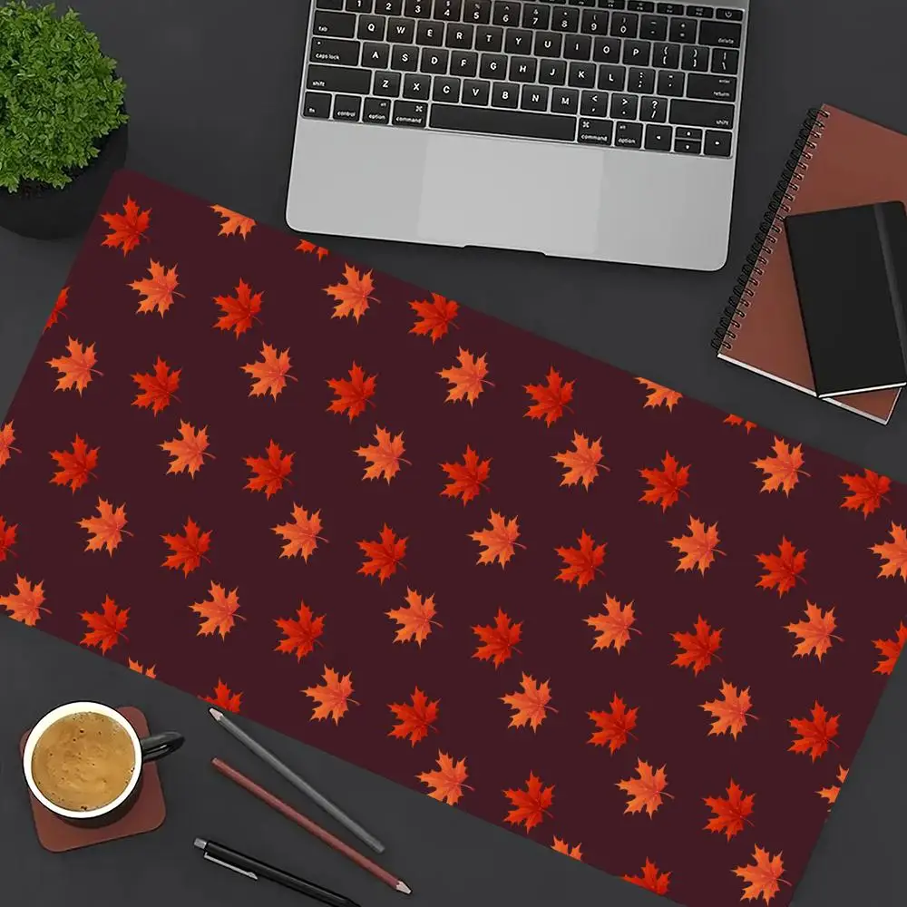 

Коврик для мыши с красным кленовым листом, большой коврик для компьютерной офисной игры, настольный коврик HD XXL, резиновые противоскользящие коврики для клавиатуры с прошитыми краями, длинные настольные коврики