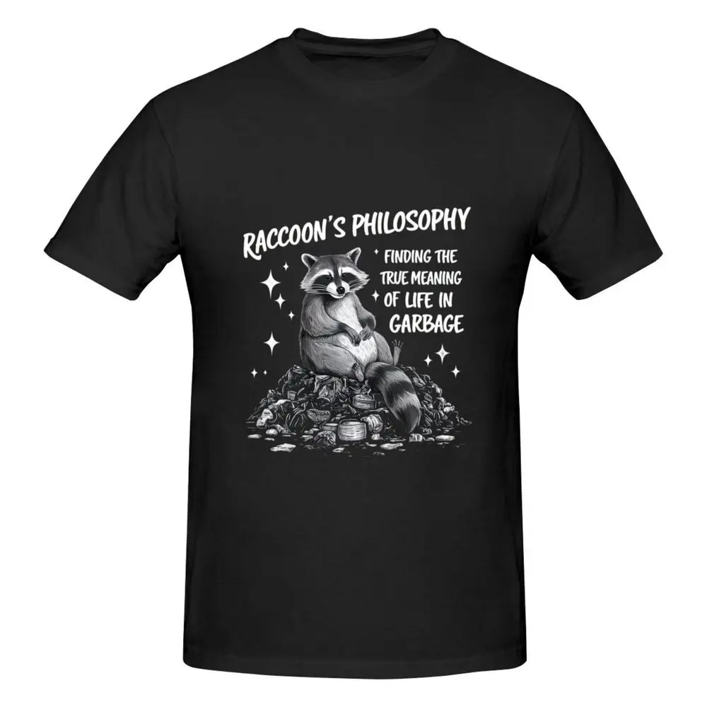 Creative Text Raccoon Philosophy Print Men's Short Sleeve T-Shirt  Tees High Quality 100%Cotton Short Sleeve