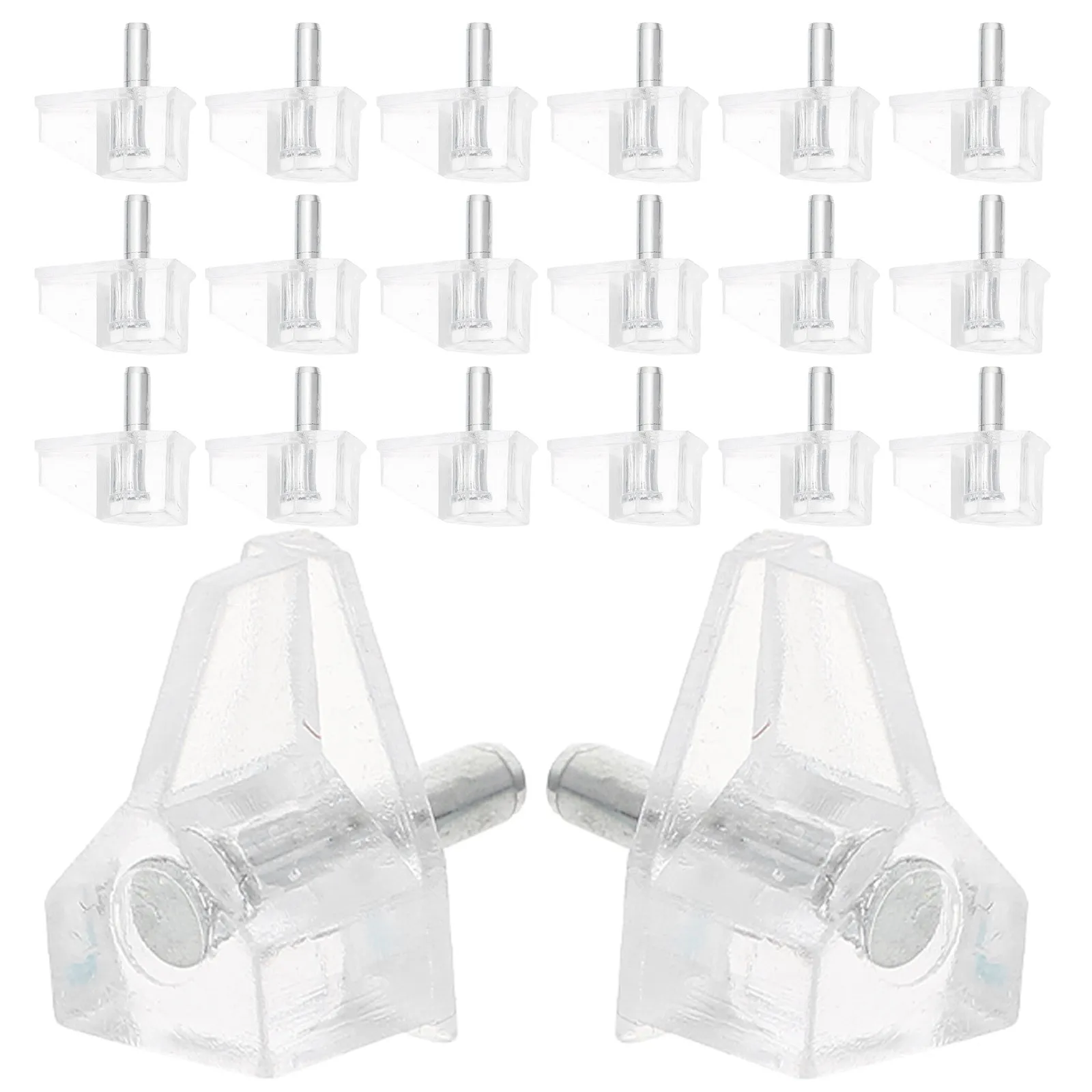 60Pcs Clear Shelf Support Pegs Cabinet Shelf Pins Clear Plastic Pegs Shelving Support with Studs for Bookcase Cabinet Cupboard